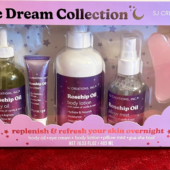 Dream Collection Rosehip Oil skin moisturizer. And Aroma Villa Scented Candles. - Picture 2 of 4